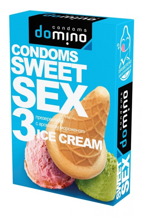 Презервативы для орального секса DOMINO Sweet Sex с ароматом мороженого - 3 шт. - Domino - купить с доставкой в Санкт-Петербурге