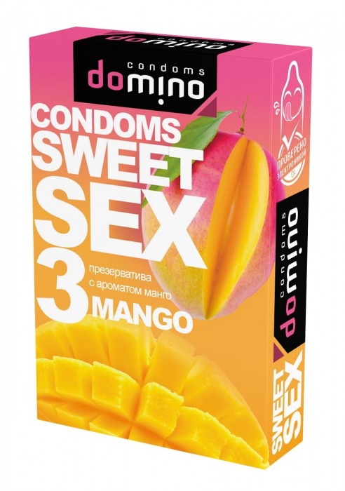 Презервативы для орального секса DOMINO Sweet Sex с ароматом манго - 3 шт. - Domino - купить с доставкой в Санкт-Петербурге