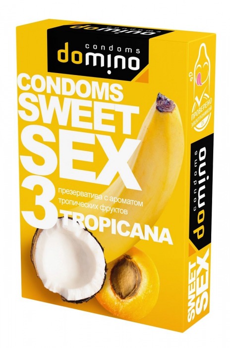Презервативы для орального секса DOMINO Sweet Sex с ароматом тропических фруктов - 3 шт. - Domino - купить с доставкой в Санкт-Петербурге