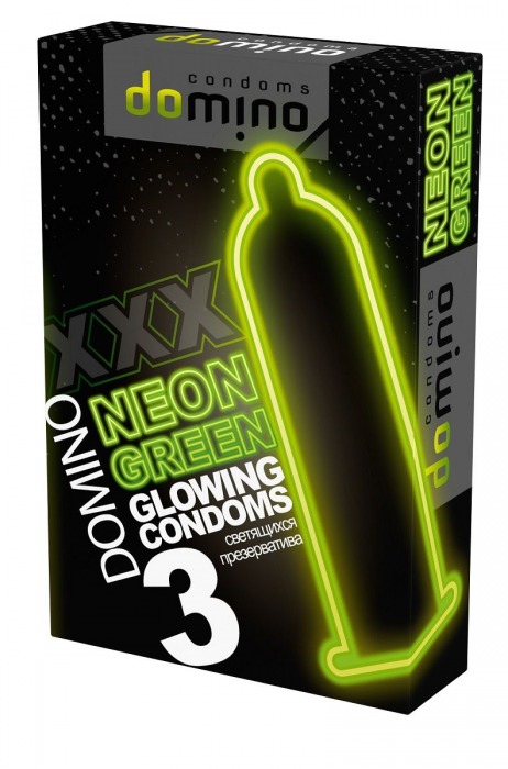 Презервативы DOMINO Neon Green со светящимся в темноте кончиком - 3 шт. - Domino - купить с доставкой в Санкт-Петербурге