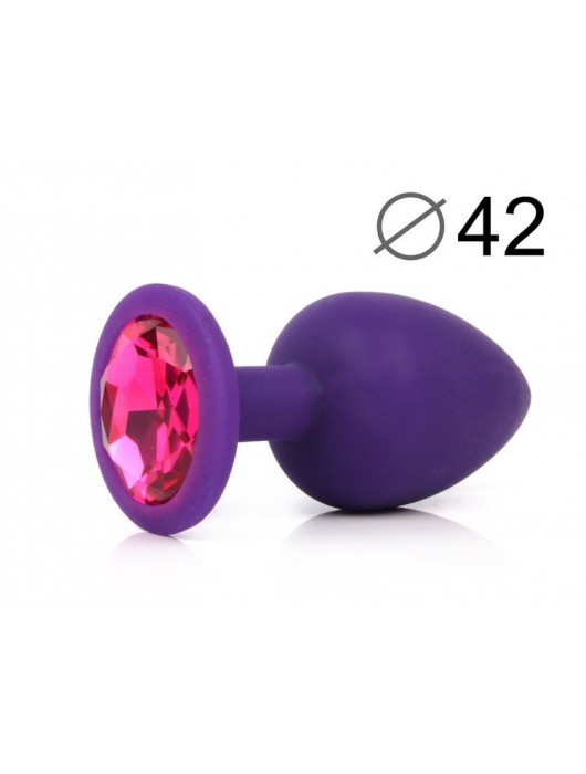 Фиолетовая анальная пробка с малиновым кристаллом - 9,5 см. - Bior toys - купить с доставкой в Санкт-Петербурге