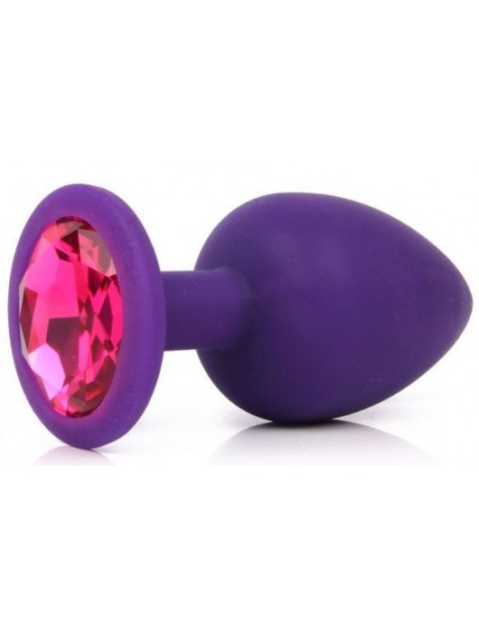 Фиолетовая анальная пробка с малиновым кристаллом - 9,5 см. - Bior toys - купить с доставкой в Санкт-Петербурге