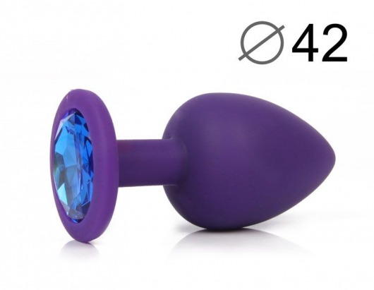 Фиолетовая анальная пробка с синим кристаллом - 9,5 см. - Bior toys - купить с доставкой в Санкт-Петербурге