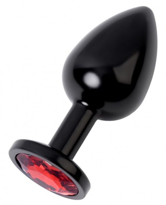 Черный анальный плаг с кристаллом красного цвета - 8,2 см. - ToyFa - купить с доставкой в Санкт-Петербурге