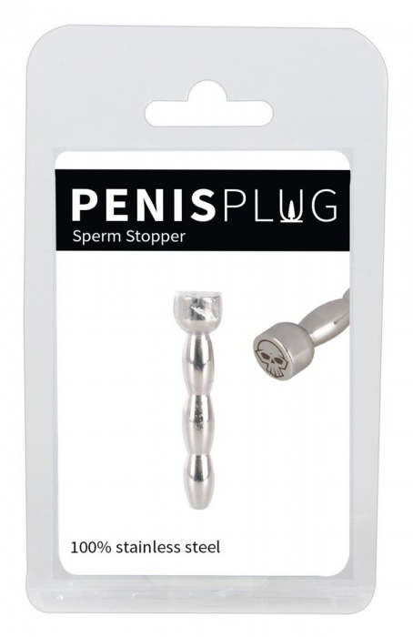 Металлический уретральный плаг Penis Plug Sperm Stopper Skull - Orion - купить с доставкой в Санкт-Петербурге