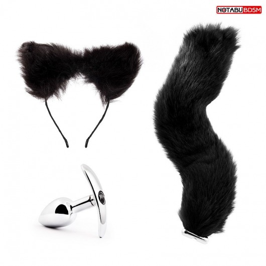 Игровой набор в черном цвете: ободок-ушки, анальная пробка, хвостик - Bior toys - купить с доставкой в Санкт-Петербурге