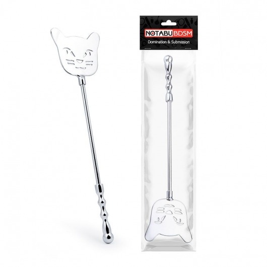 Серебристый металлический стек с котиком - 40 см. - Bior toys - купить с доставкой в Санкт-Петербурге