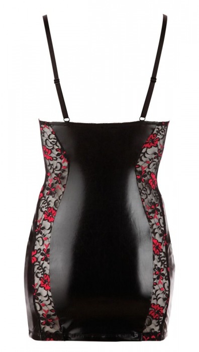 Облегающая сорочка из wet-look материала и цветочного кружева - Orion купить с доставкой