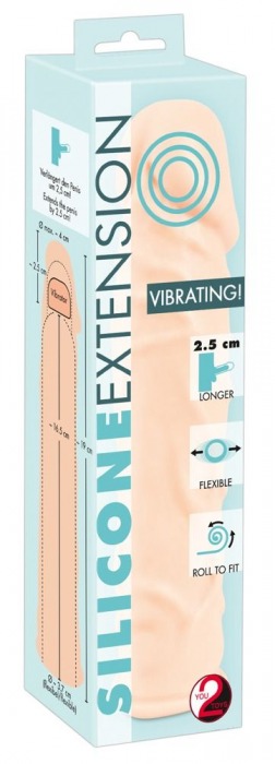 Телесная удлиняющая насадка с вибрацией Silicone Extension Vibrating - 19 см. - Orion - в Санкт-Петербурге купить с доставкой
