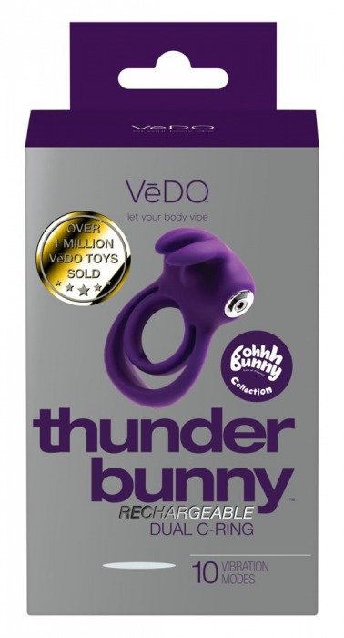 Фиолетовое эрекционное кольцо VeDO Thunder Bunny - VeDO - в Санкт-Петербурге купить с доставкой