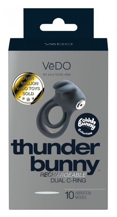 Черное эрекционное кольцо VeDO Thunder Bunny - VeDO - в Санкт-Петербурге купить с доставкой