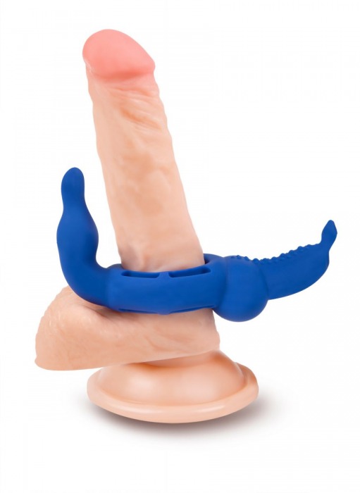 Синее эрекционное кольцо с двумя стимулирующими отростками - Brazzers - в Санкт-Петербурге купить с доставкой