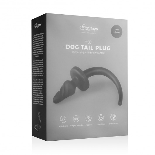 Черная витая анальная пробка Dog Tail Plug с хвостом - Easy toys