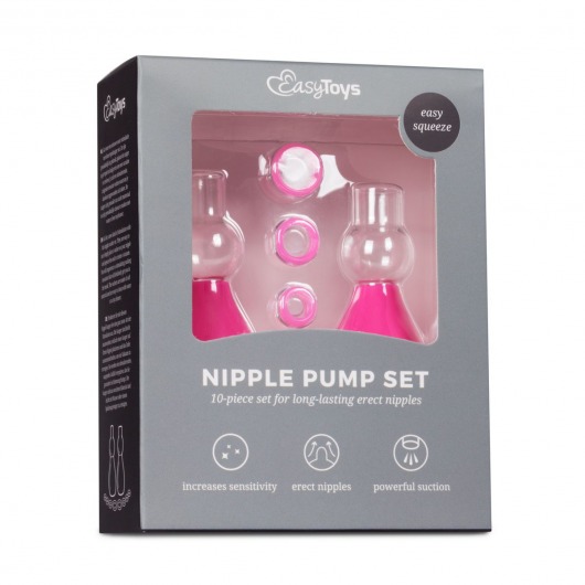 Розовые вакуумные стимуляторы для сосков Nipple Pump Set - EDC Wholesale