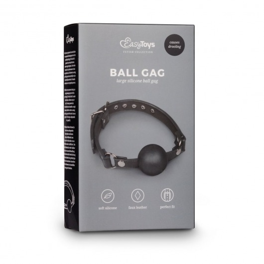 Черный силиконовый кляп-шар Easytoys Ball Gag With Large Silicone Ball - EDC Wholesale - купить с доставкой в Санкт-Петербурге