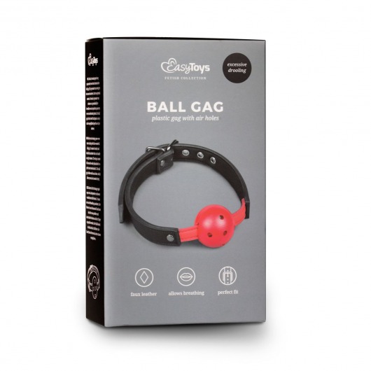 Красный кляп-шар Easytoys Ball Gag With PVC Ball - Easy toys - купить с доставкой в Санкт-Петербурге