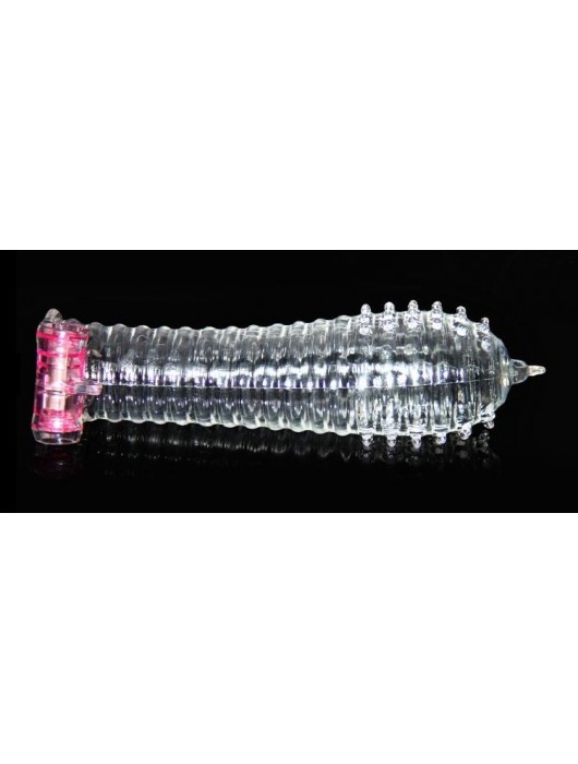 Прозрачная закрытая насадка на член с рельефом - 14,5 см. - Brazzers - в Санкт-Петербурге купить с доставкой