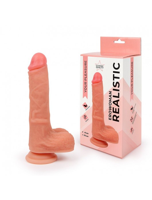 Телесный реалистичный фаллоимитатор с венками на присоске - Erowoman-Eroman