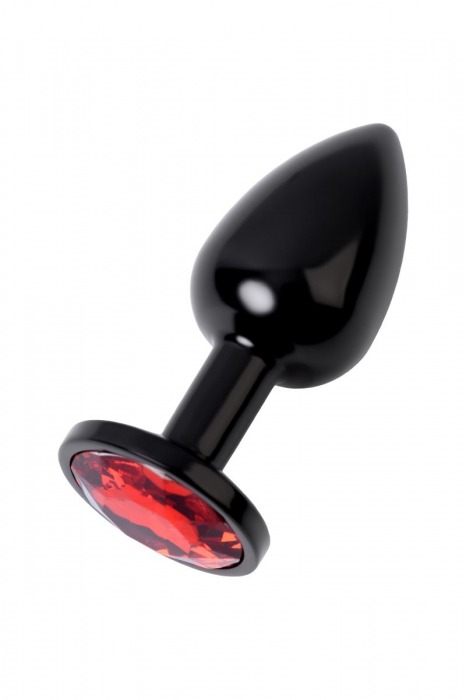 Черный анальный плаг с кристаллом красного цвета - 7,2 см. - ToyFa - купить с доставкой в Санкт-Петербурге