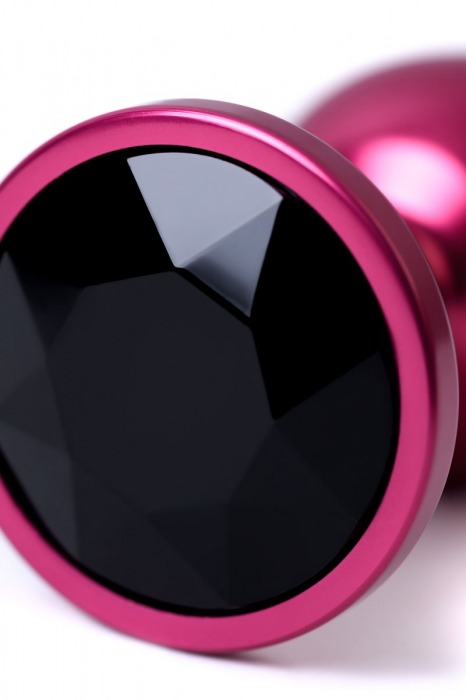 Красная анальная пробка с кристаллом черного цвета - 7,2 см. - ToyFa - купить с доставкой в Санкт-Петербурге