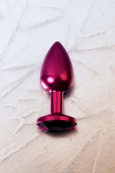 Красная анальная пробка с кристаллом черного цвета - 7,2 см. - ToyFa - купить с доставкой в Санкт-Петербурге