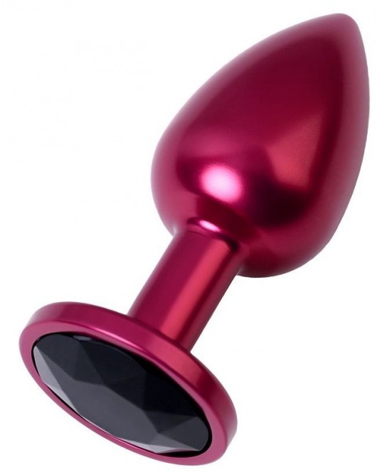 Красная анальная пробка с кристаллом черного цвета - 7,2 см. - ToyFa - купить с доставкой в Санкт-Петербурге