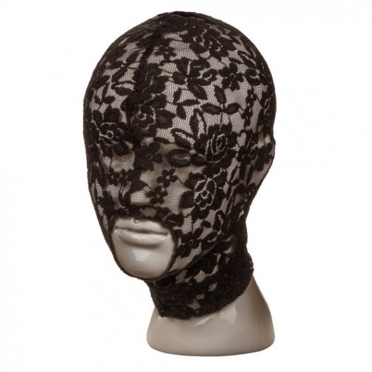Черный кружевной шлем-маска Lace Hood - California Exotic Novelties - купить с доставкой в Санкт-Петербурге
