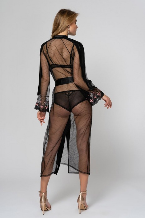 Длинный полупрозрачный пеньюар с вышивкой - Laete купить с доставкой