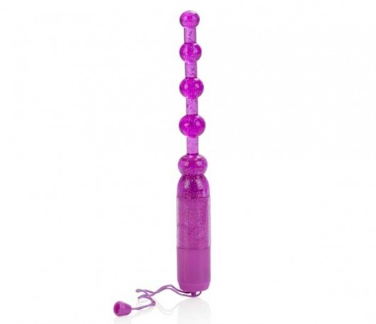 Фиолетовая анальная цепочка Waterproof Vibrating Pleasure Beads - California Exotic Novelties