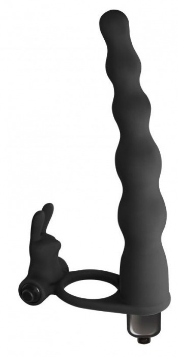 Черная вибронасадка для двойного проникновения Jungle Bunny - 17 см. - Lola Games - купить с доставкой в Санкт-Петербурге