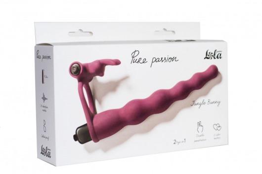 Бордовая вибронасадка для двойного проникновения Jungle Bunny - 17 см. - Lola Games - купить с доставкой в Санкт-Петербурге