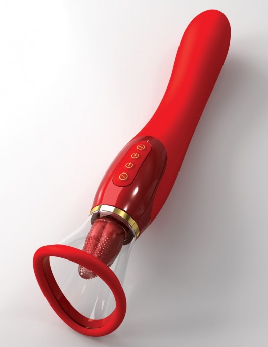Красный двухсторонний вибростимулятор Ultimate Pleasure 24K Gold Luxury Edition - 25 см. - Pipedream