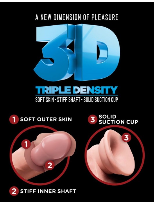 Телесный фаллоимитатор на присоске 12  Triple Density Cock with Balls - 33 см. - Pipedream
