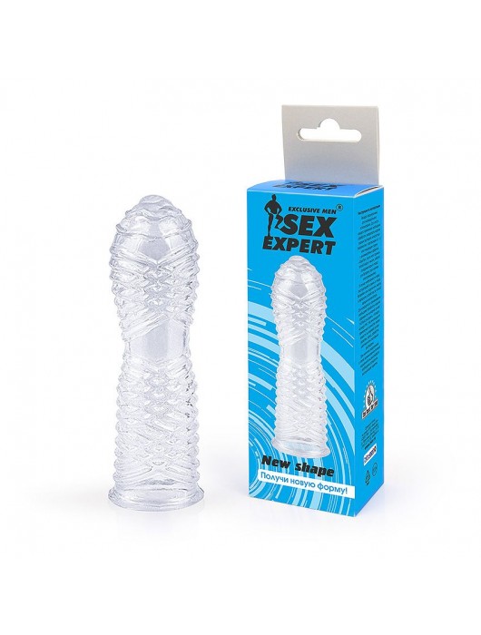 Закрытая прозрачная насадка на пенис с ребрышками - 13 см. - Sex Expert - в Санкт-Петербурге купить с доставкой