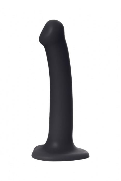 Черный фаллос на присоске Silicone Bendable Dildo M - 18 см. - Strap-on-me - купить с доставкой в Санкт-Петербурге