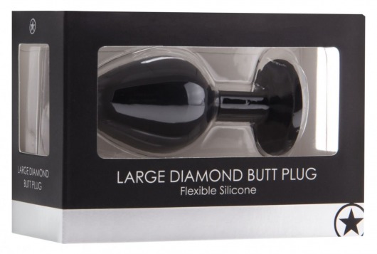 Черная анальная пробка с прозрачным кристаллом Diamond Butt Plug - 7,3 см. - Shots Media BV - купить с доставкой в Санкт-Петербурге