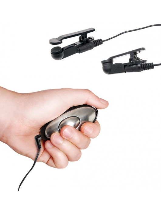 Черные электрические зажимы для сосков Shock Therapy Nipple Clamps - Pipedream - купить с доставкой в Санкт-Петербурге