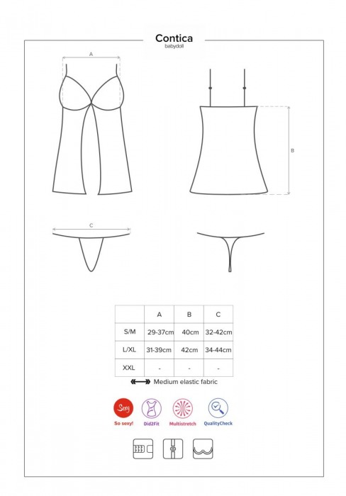 Роскошная кружевная сорочка Contica - Obsessive купить с доставкой