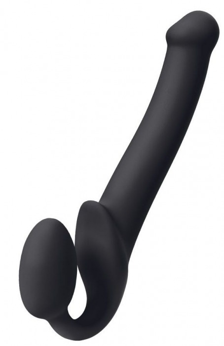 Черный безремневой страпон Silicone Bendable Strap-On M - Strap-on-me - купить с доставкой в Санкт-Петербурге