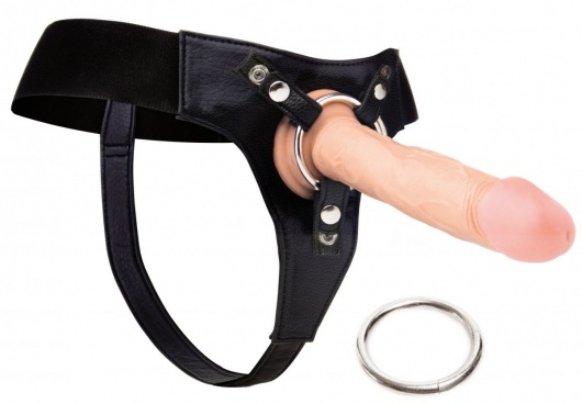 Черные трусики Harness Deluxe для страпона O-ring - Shots Media BV - купить с доставкой в Санкт-Петербурге