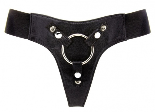 Черные трусики Harness Deluxe для страпона O-ring - Shots Media BV - купить с доставкой в Санкт-Петербурге