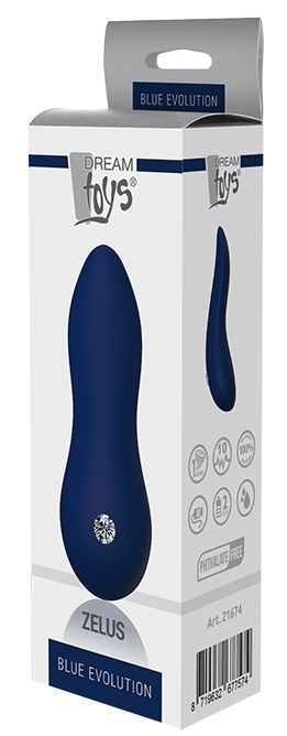 Синий клиторальный стимулятор ZELUS - 11 см. - Dream Toys