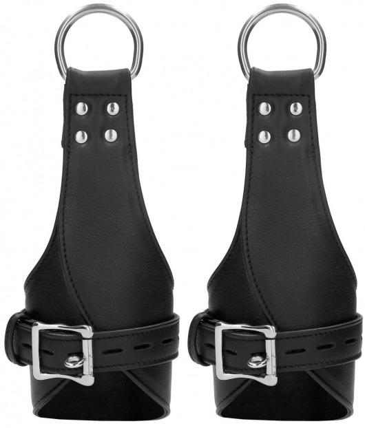 Черные наручники для подвешивания Suspension Wrist Bondage Handcuffs - Shots Media BV - купить с доставкой в Санкт-Петербурге