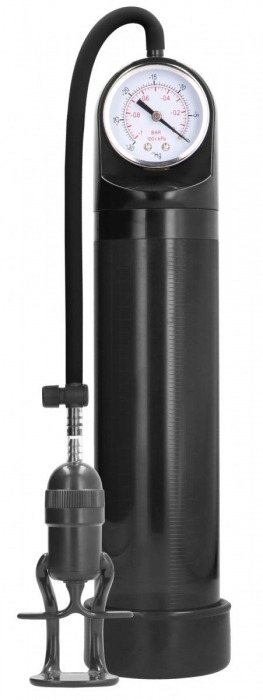 Черная вакуумная помпа с манометром Deluxe Pump With Advanced PSI Gauge - Shots Media BV - в Санкт-Петербурге купить с доставкой