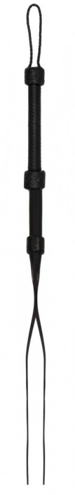 Черная шлепалка Heavy Duty Double Tailed Whip Flogger - 79 см. - Shots Media BV - купить с доставкой в Санкт-Петербурге