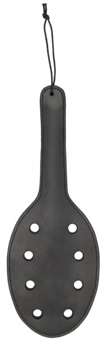 Черная шлепалка Saddle Leather Paddle With 8 Holes - 40 см. - Shots Media BV - купить с доставкой в Санкт-Петербурге