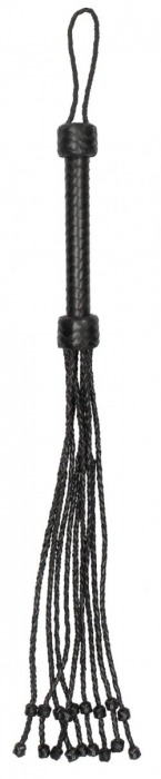 Черная многохвостая плетеная плеть Short Leather Braided Flogger - 69 см. - Shots Media BV - купить с доставкой в Санкт-Петербурге