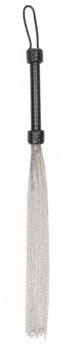Черная многохвостая металлическая плеть Silver Ball Chain Flogger - 76 см. - Shots Media BV - купить с доставкой в Санкт-Петербурге