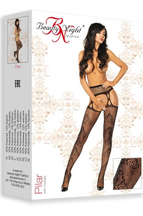Оригинальные чулки с поясом Pilar с цветочным узором - Beauty Night купить с доставкой