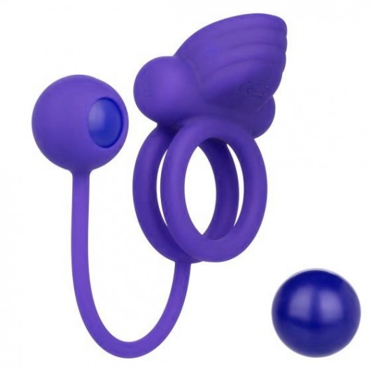 Фиолетовое эрекционное кольцо с утяжелителем Silicone Rechargeable Dual Rockin Rim Enhancer - California Exotic Novelties - в Санкт-Петербурге купить с доставкой